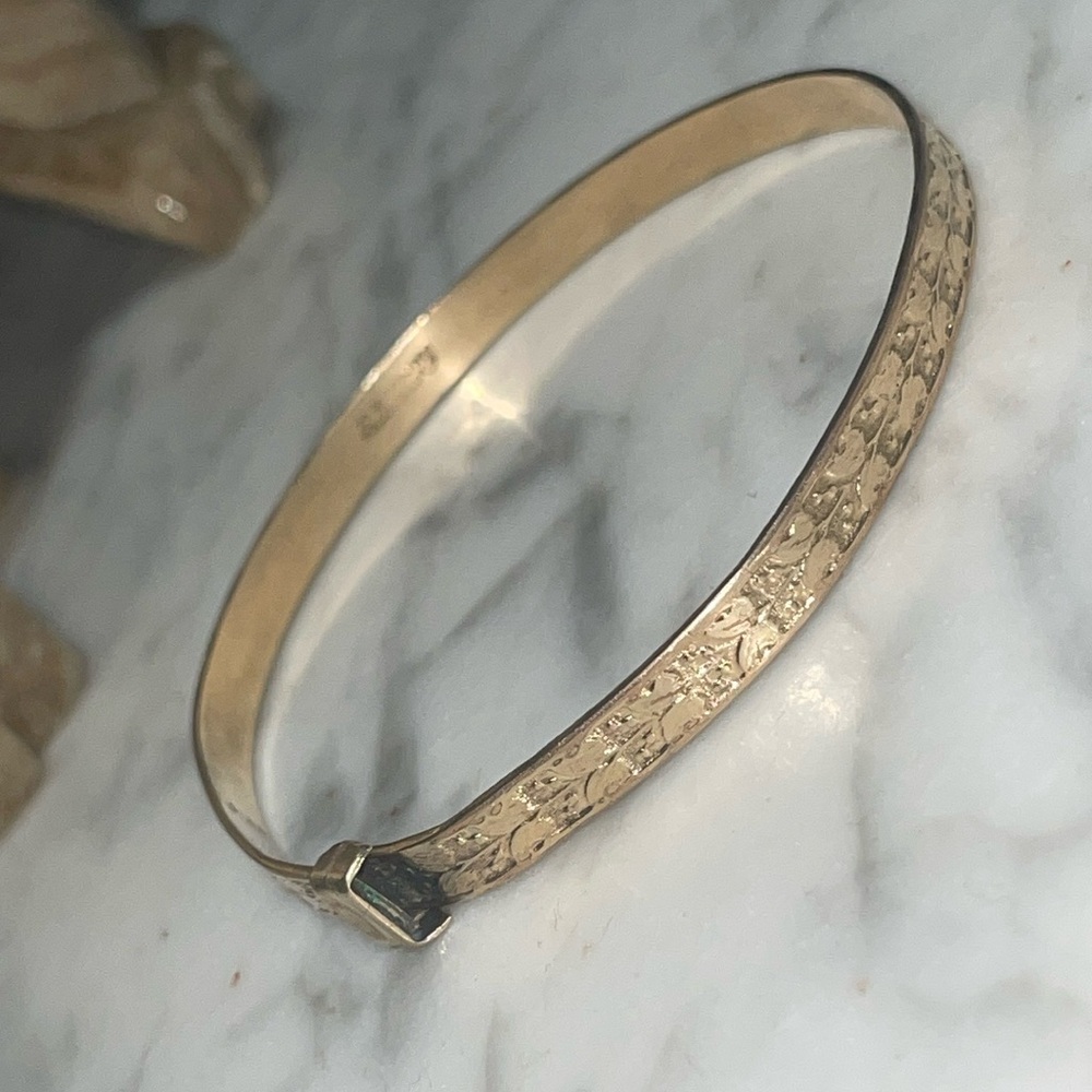 Vintage 9K Rolled Gold Joseph Smith and Son’s Etched Bracelet